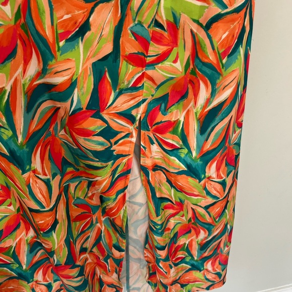Nicole Miller Tropical Floral One Shoulder Maxi Dress Side Slit Women’s Size 14 - Picture 5 of 6